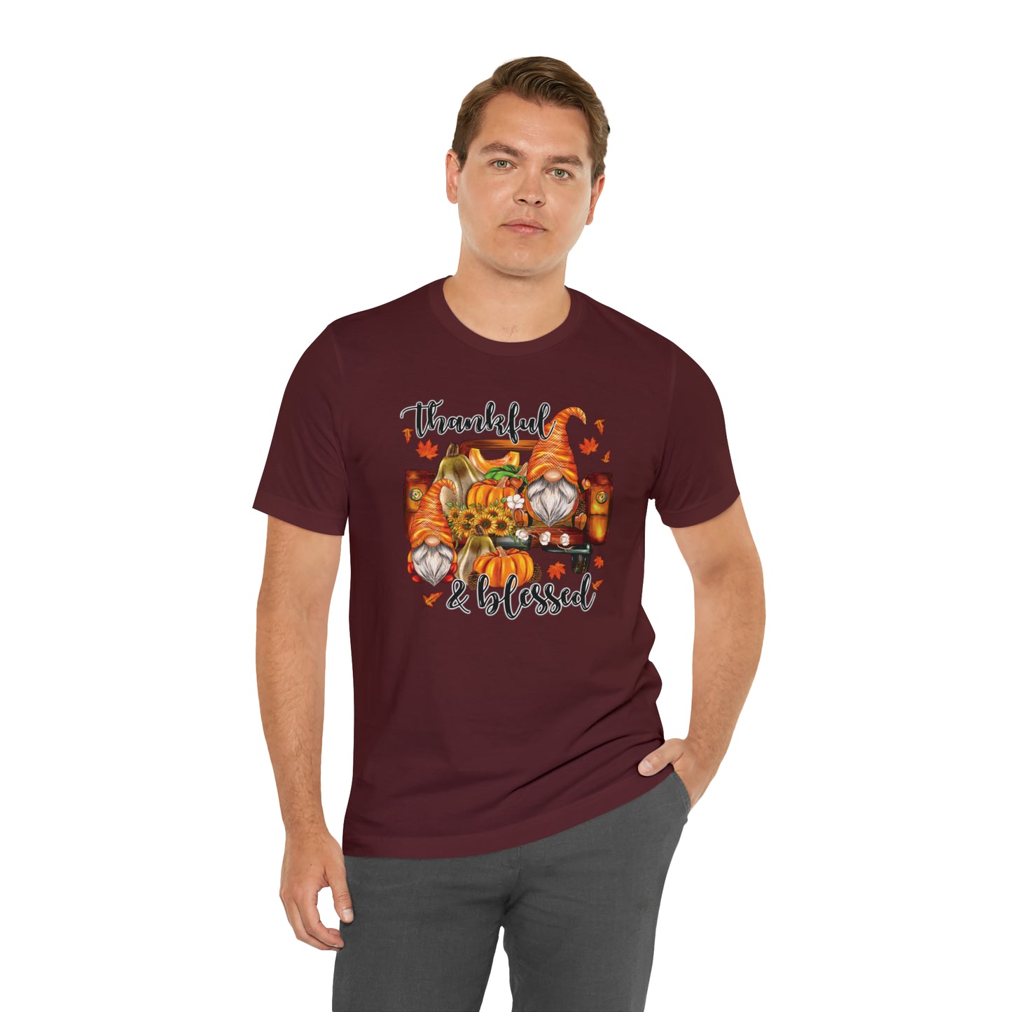 Thankful and Blessed Gnome Truck Tee for Thanksgiving or Fall Gift Giving
