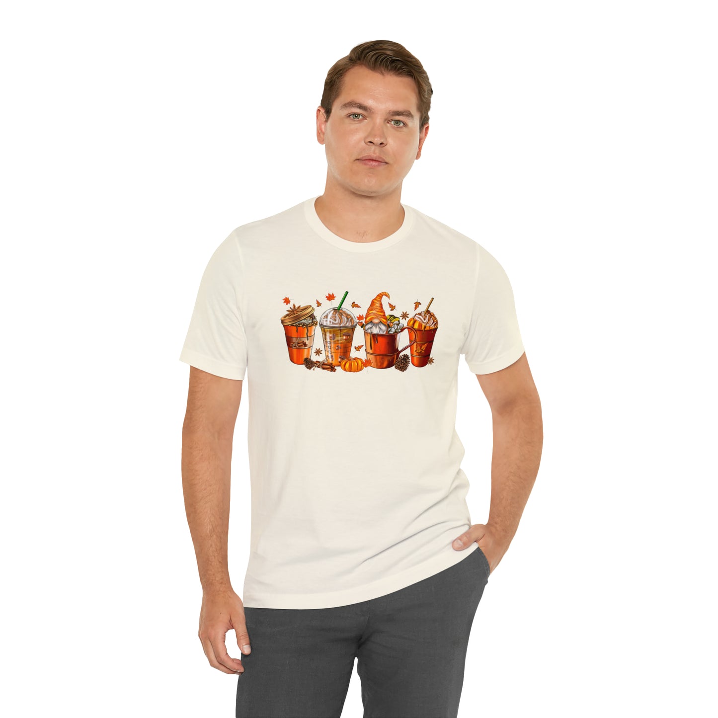 Gnomes & Gourmet Coffee Tee - Sip, Savor, and Embrace Autumn's Warmth, Holiday Tee Shirt