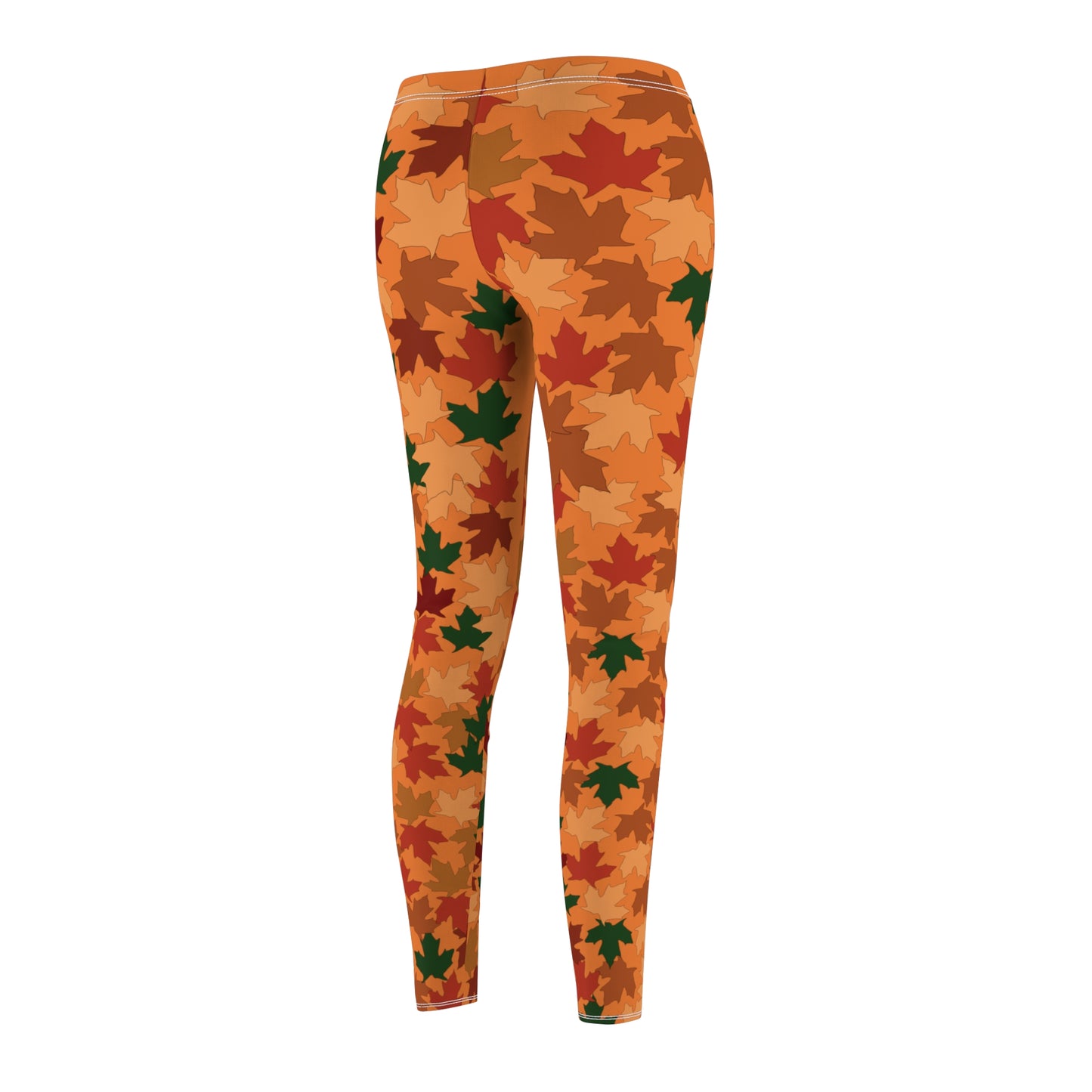 Fall Leaf Leggings for Women, orange background, warm, comfy, gift for her, gift for teacher, athleisure, Autmn season, Fall season