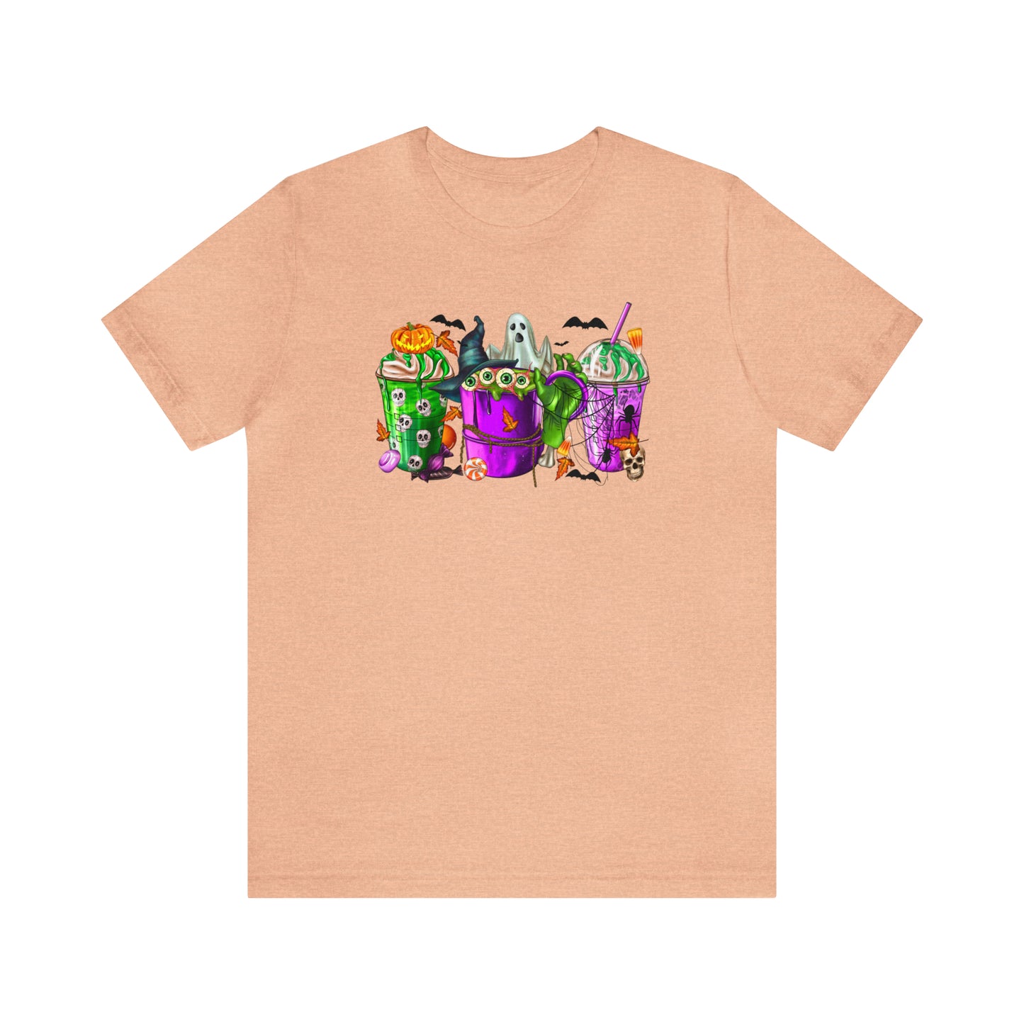 Spooky Sips Halloween Coffee Tee - Brewed with Skulls, Ghosts, and Magic! - Holiday Tee Shirt or Gift