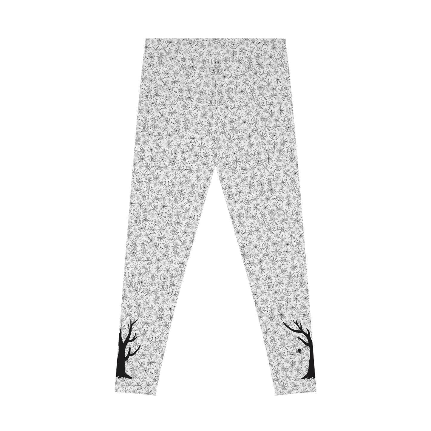 Spiderweb Silhouette Tree Leggings - Ankle-Length, Mid Waist Fit, Polyester Elastane Blend, Yoga Leggings