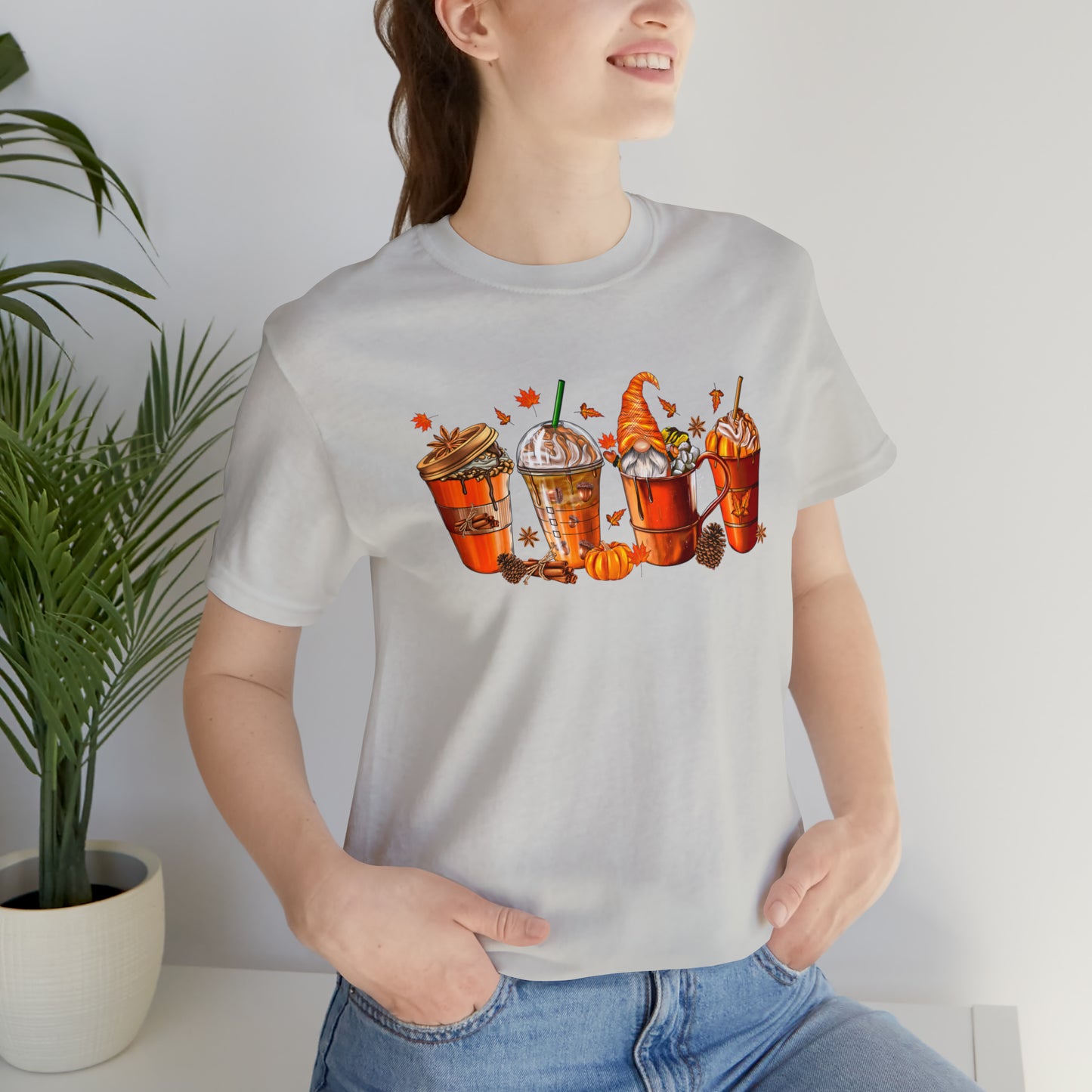 Gnomes & Gourmet Coffee Tee - Sip, Savor, and Embrace Autumn's Warmth, Holiday Tee Shirt