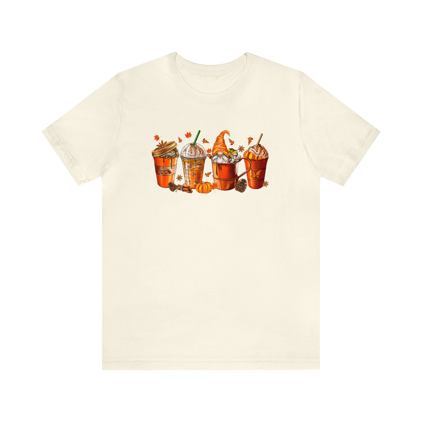 Gnomes & Gourmet Coffee Tee - Sip, Savor, and Embrace Autumn's Warmth, Holiday Tee Shirt