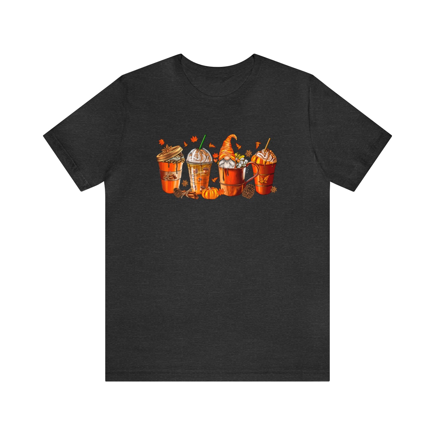 Gnomes & Gourmet Coffee Tee - Sip, Savor, and Embrace Autumn's Warmth, Holiday Tee Shirt