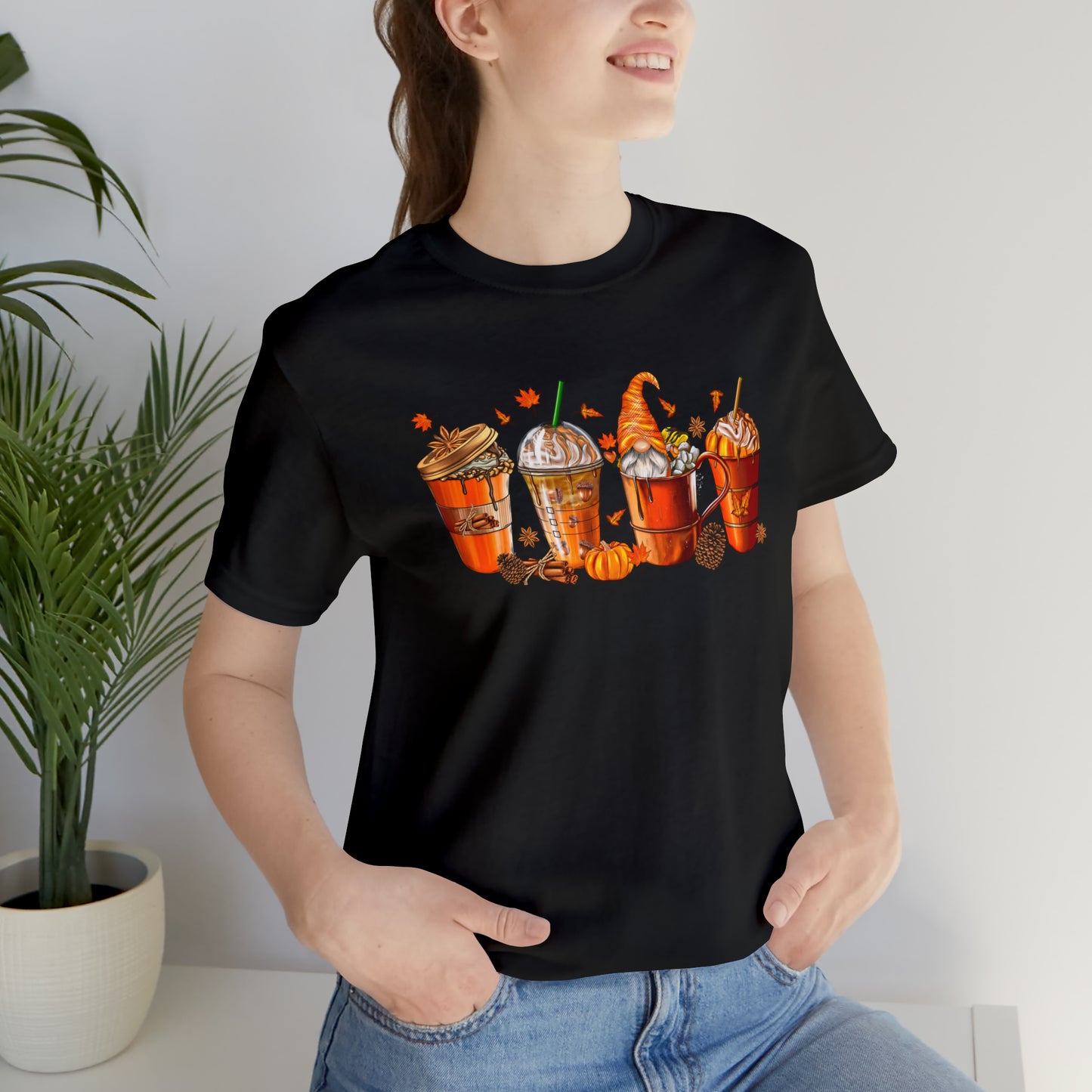 Gnomes & Gourmet Coffee Tee - Sip, Savor, and Embrace Autumn's Warmth, Holiday Tee Shirt