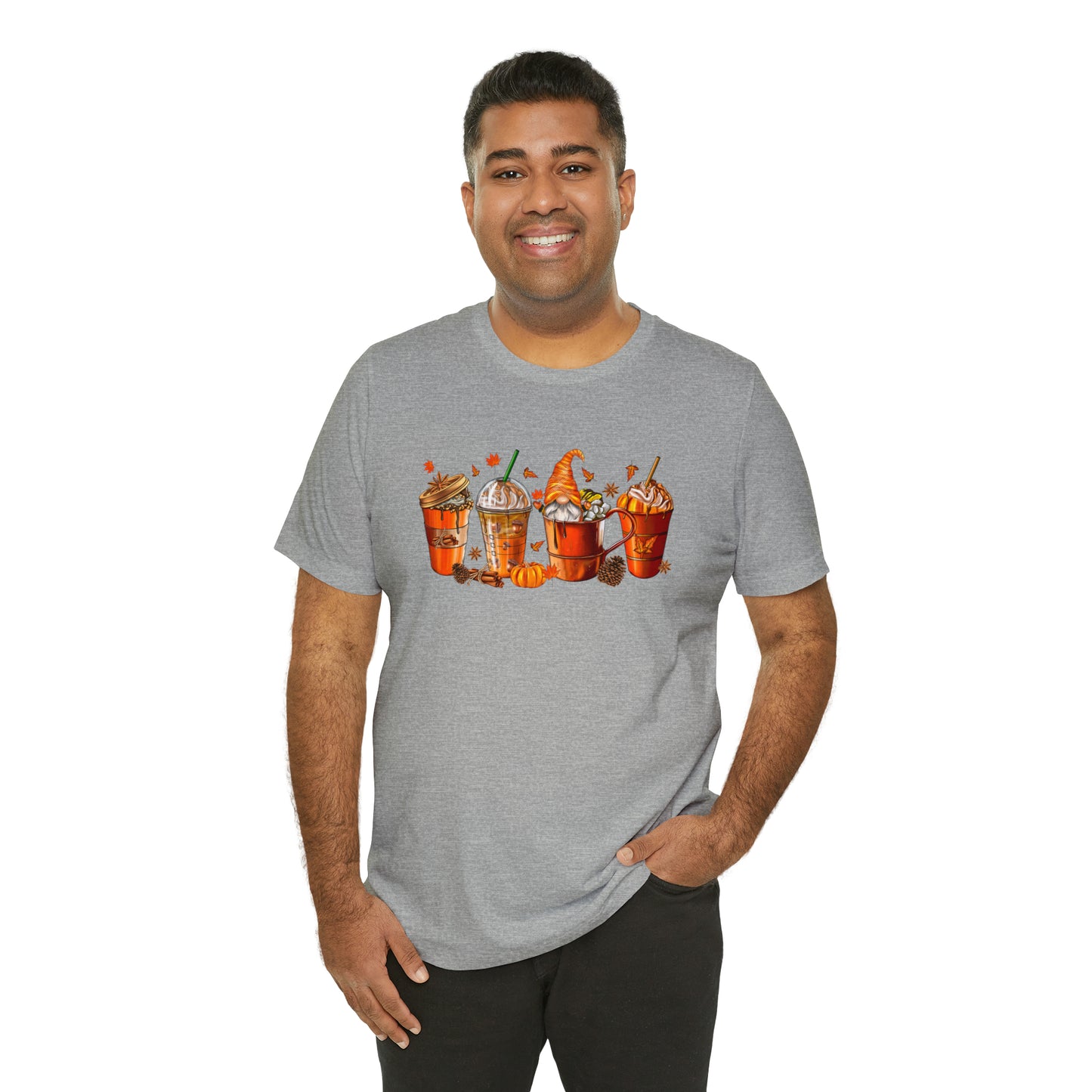 Gnomes & Gourmet Coffee Tee - Sip, Savor, and Embrace Autumn's Warmth, Holiday Tee Shirt