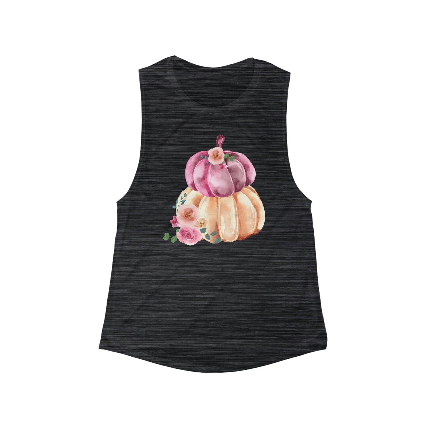 Fall Nature-Inspired Watercolor Pumpkin and Flower Women's Flowy Muscle Tank