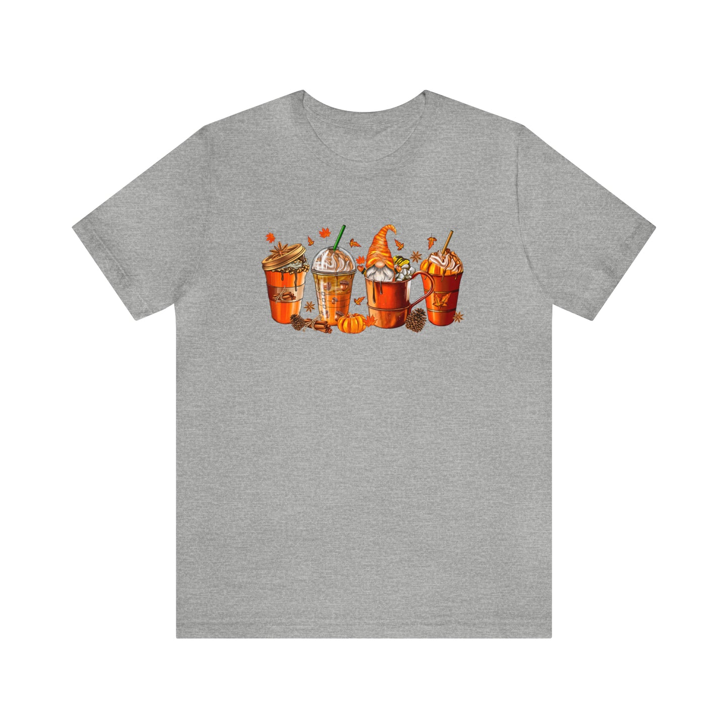Gnomes & Gourmet Coffee Tee - Sip, Savor, and Embrace Autumn's Warmth, Holiday Tee Shirt