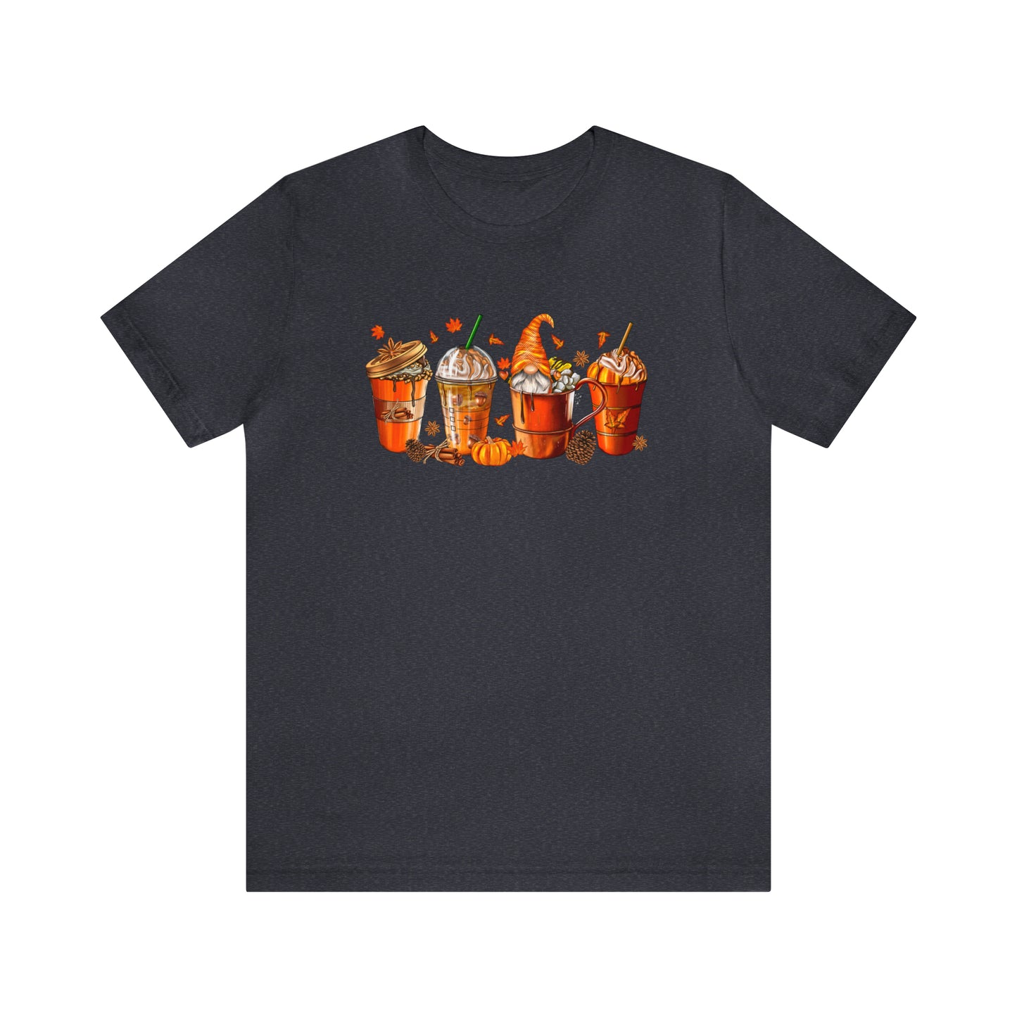 Gnomes & Gourmet Coffee Tee - Sip, Savor, and Embrace Autumn's Warmth, Holiday Tee Shirt