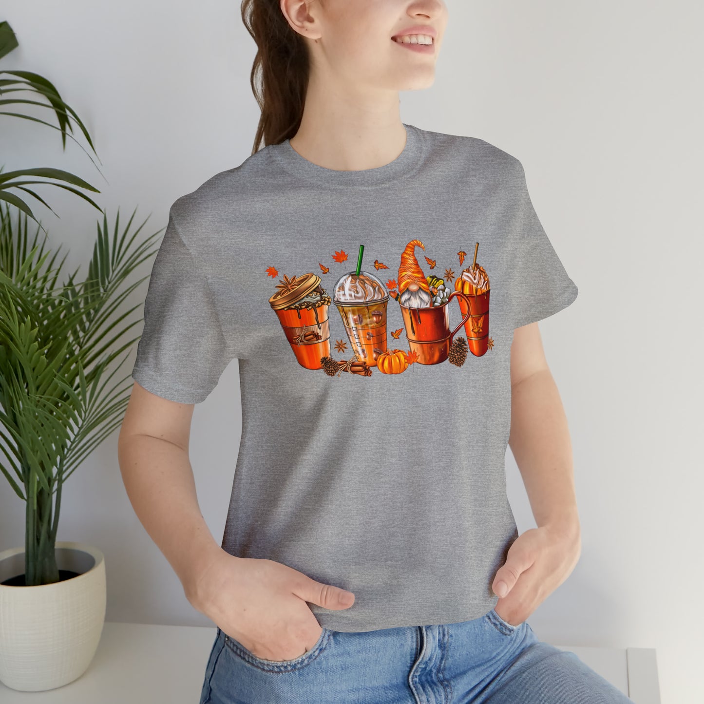 Gnomes & Gourmet Coffee Tee - Sip, Savor, and Embrace Autumn's Warmth, Holiday Tee Shirt