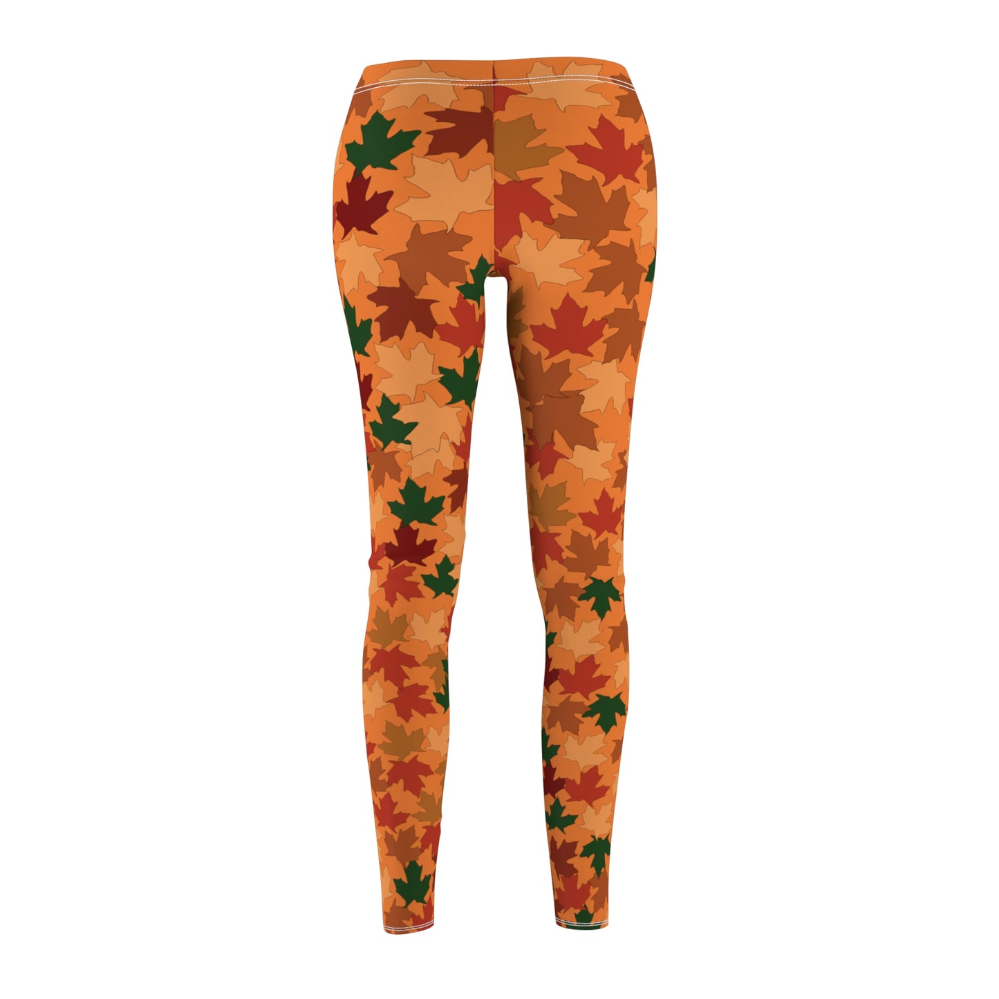 Fall Leaf Leggings for Women, orange background, warm, comfy, gift for her, gift for teacher, athleisure, Autmn season, Fall season