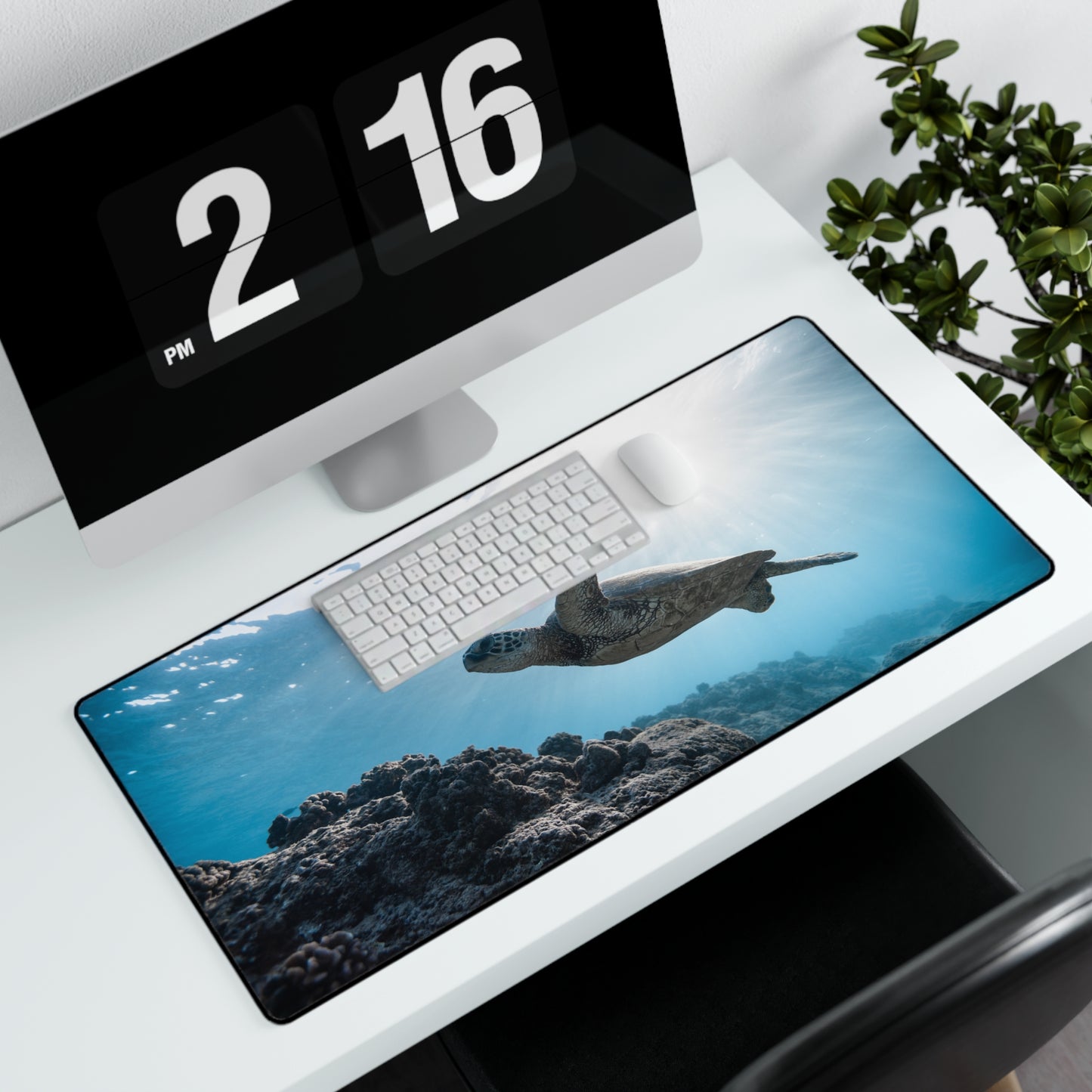 Turtle Reef Ocean Desk Mat with Sunbeam