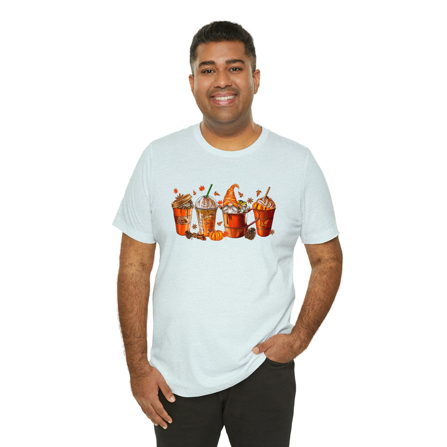 Gnomes & Gourmet Coffee Tee - Sip, Savor, and Embrace Autumn's Warmth, Holiday Tee Shirt