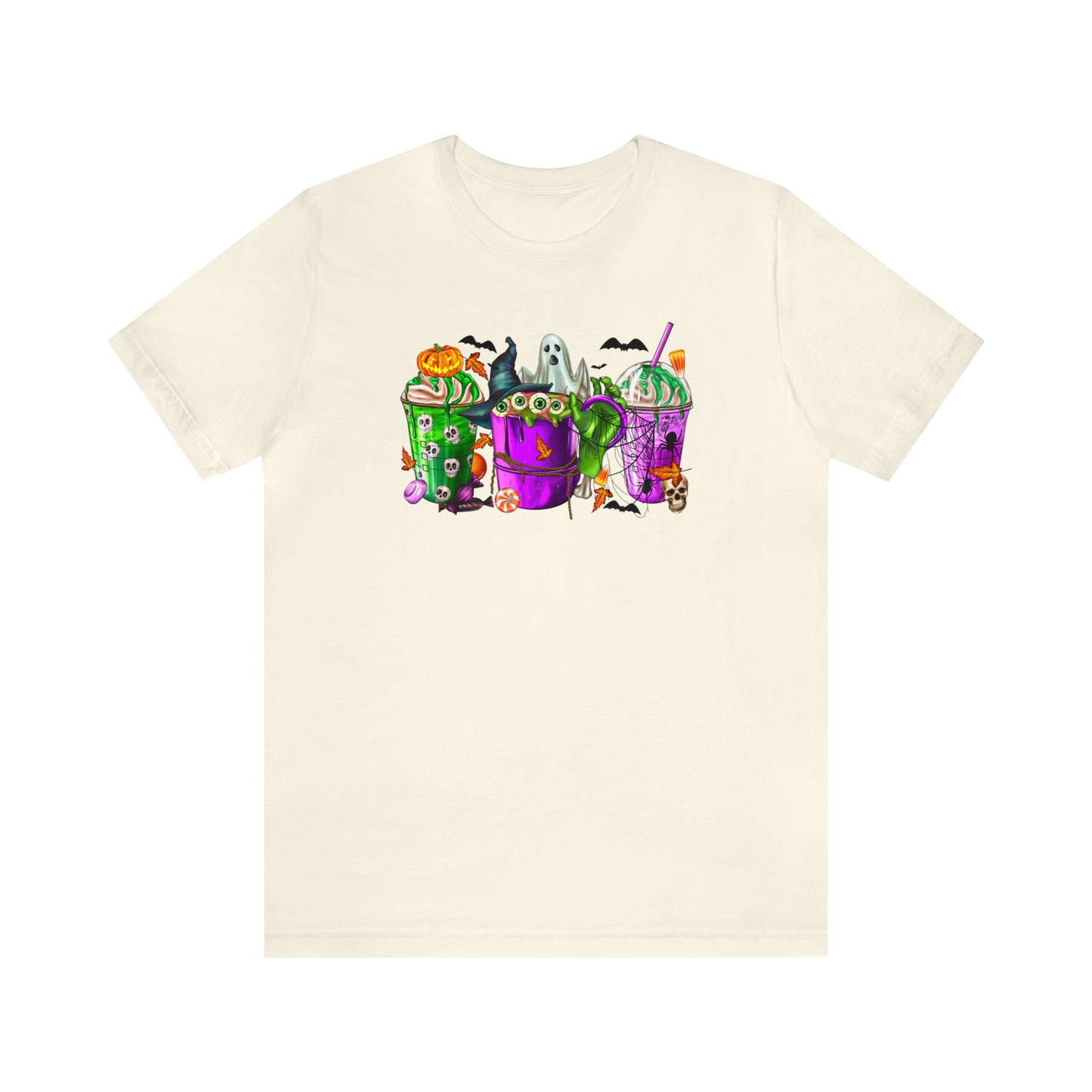 Spooky Sips Halloween Coffee Tee - Brewed with Skulls, Ghosts, and Magic! - Holiday Tee Shirt or Gift