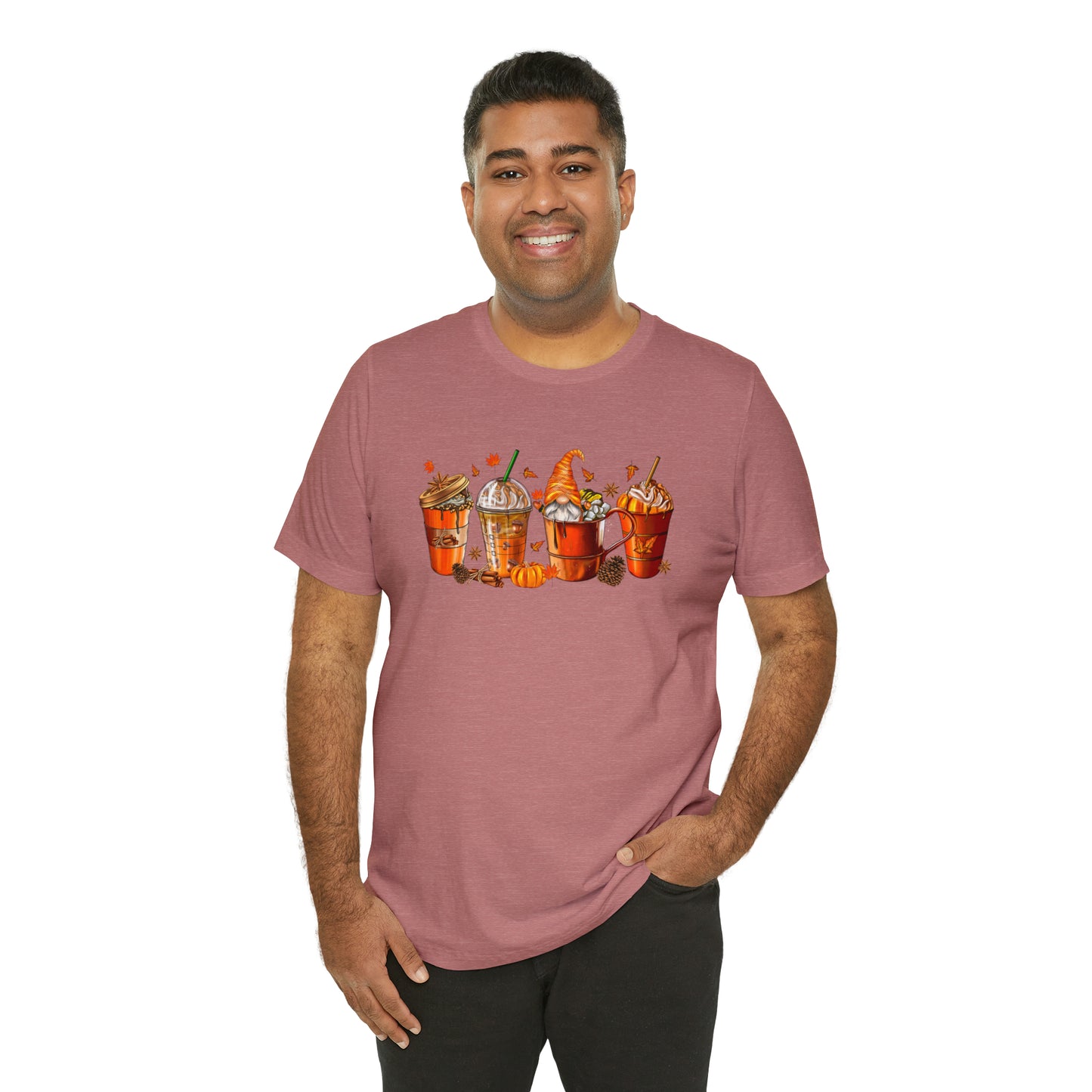 Gnomes & Gourmet Coffee Tee - Sip, Savor, and Embrace Autumn's Warmth, Holiday Tee Shirt