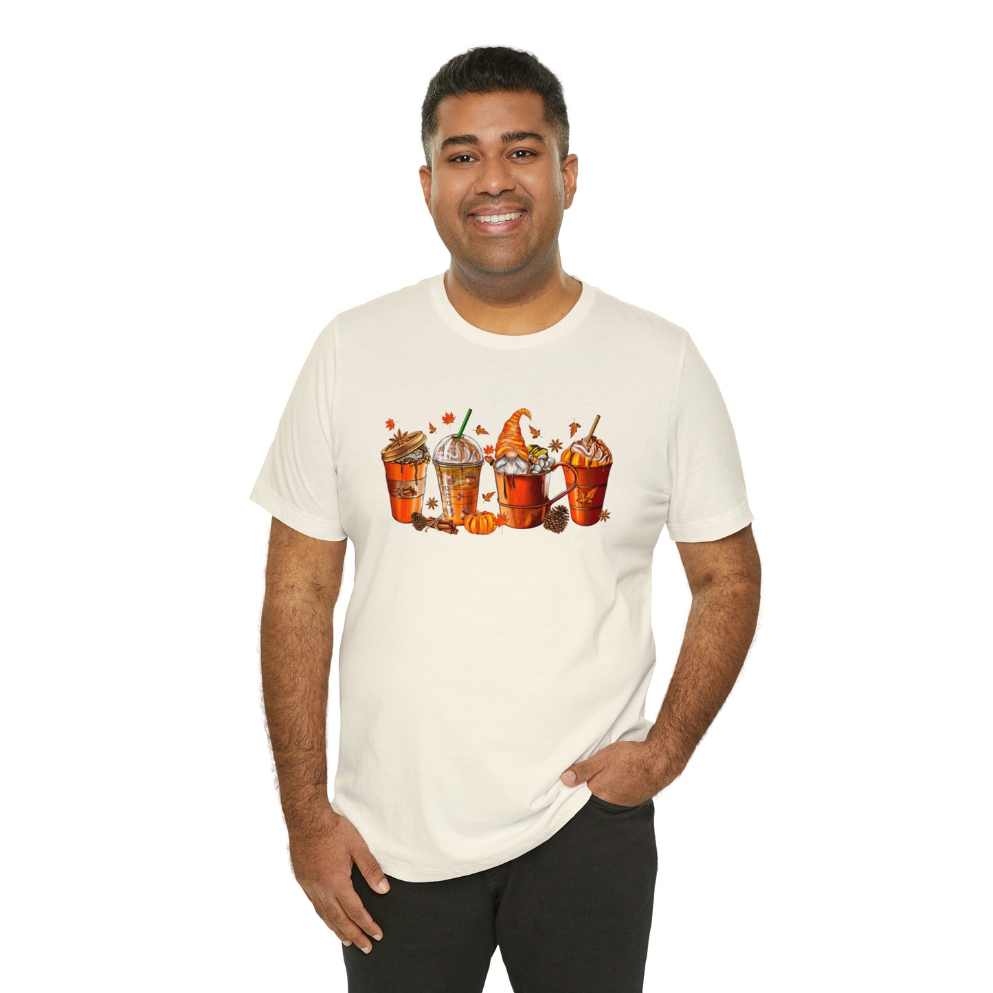 Gnomes & Gourmet Coffee Tee - Sip, Savor, and Embrace Autumn's Warmth, Holiday Tee Shirt