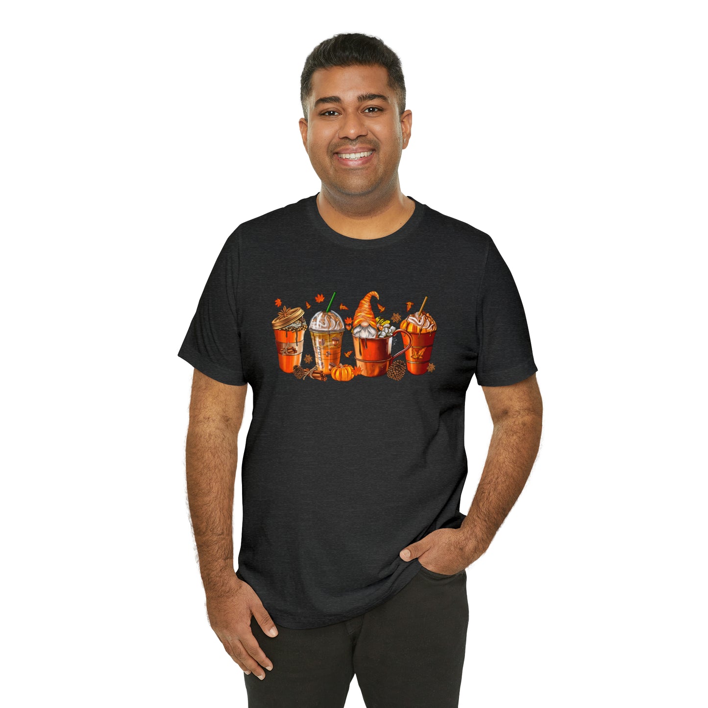 Gnomes & Gourmet Coffee Tee - Sip, Savor, and Embrace Autumn's Warmth, Holiday Tee Shirt