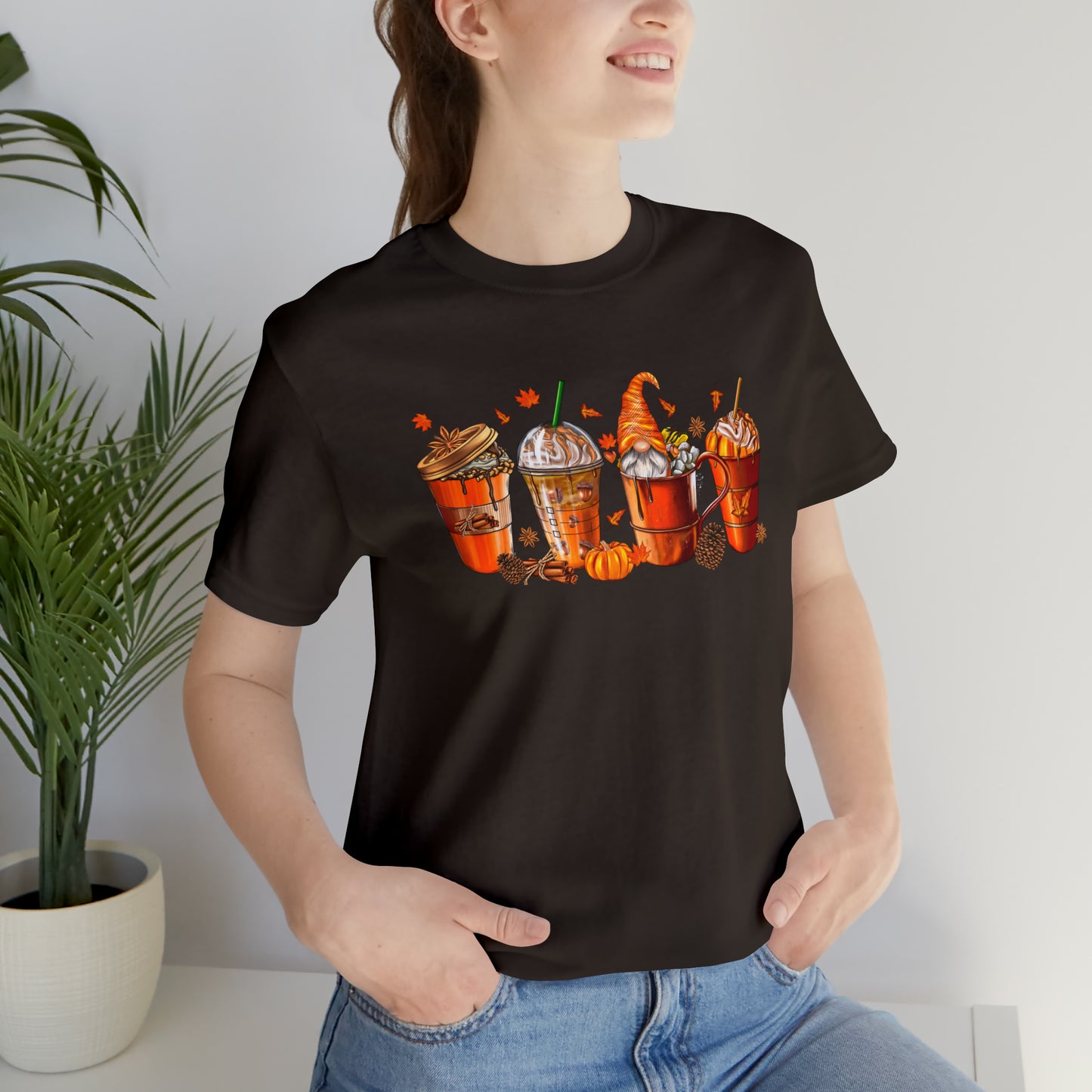 Gnomes & Gourmet Coffee Tee - Sip, Savor, and Embrace Autumn's Warmth, Holiday Tee Shirt