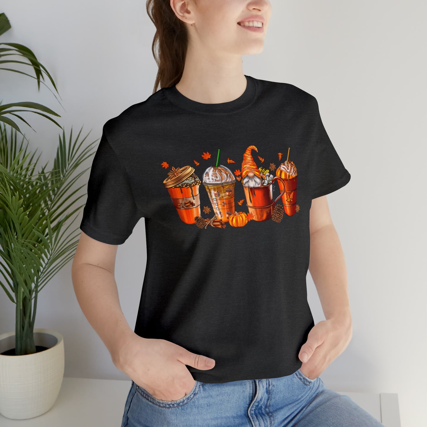 Gnomes & Gourmet Coffee Tee - Sip, Savor, and Embrace Autumn's Warmth, Holiday Tee Shirt