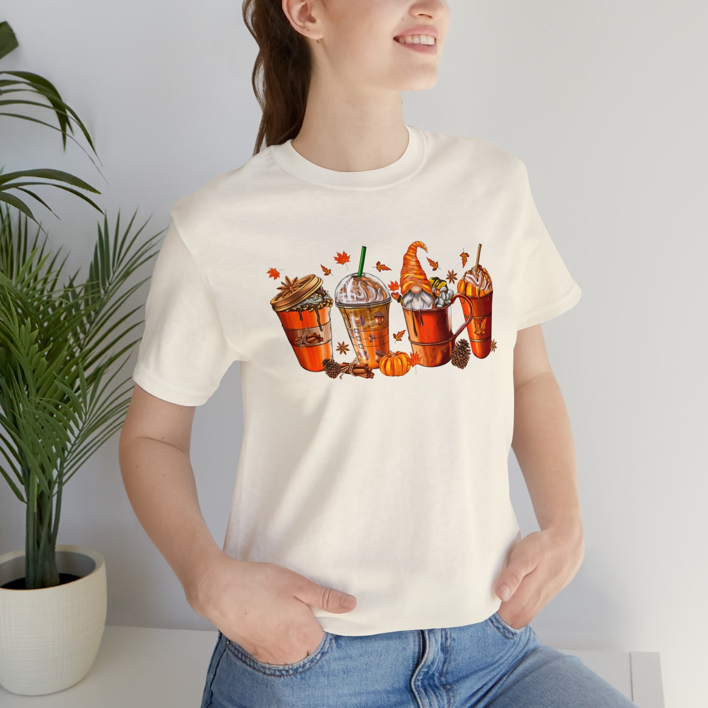 Gnomes & Gourmet Coffee Tee - Sip, Savor, and Embrace Autumn's Warmth, Holiday Tee Shirt