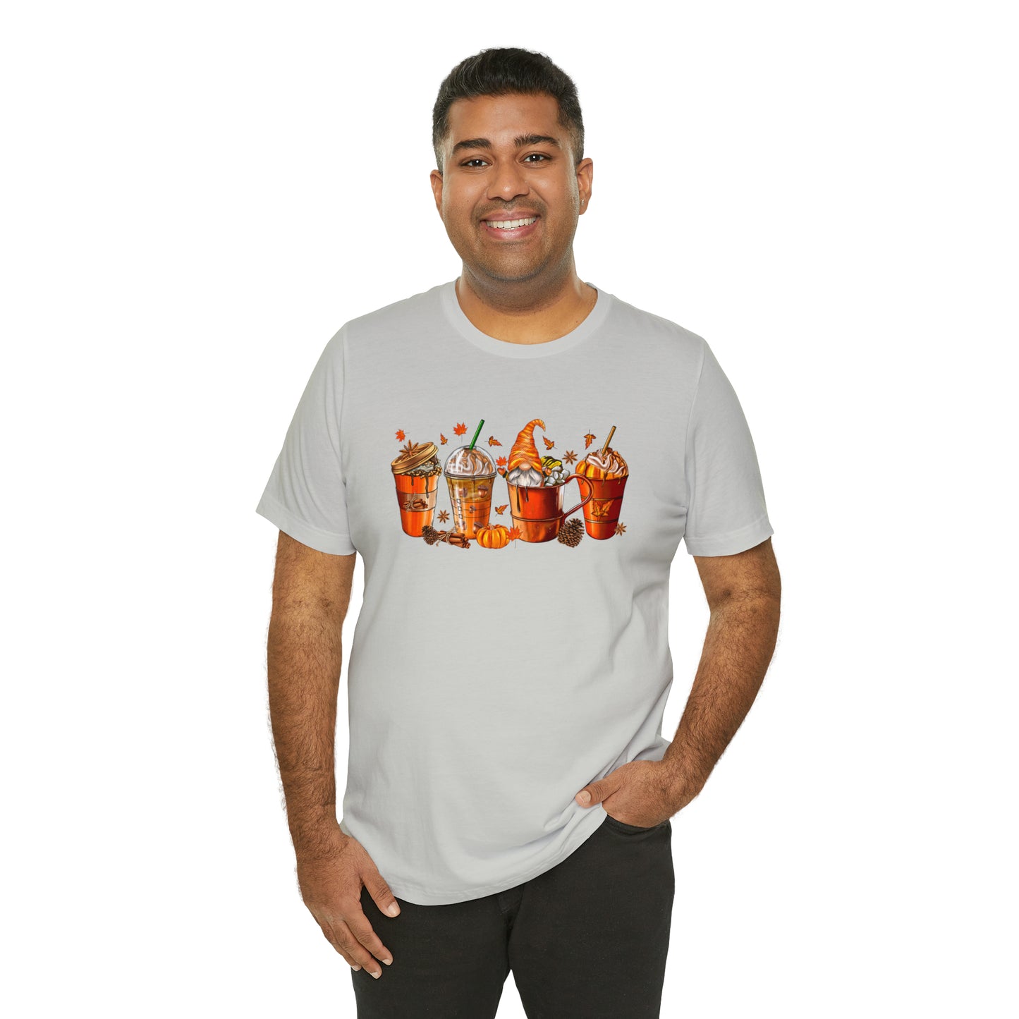 Gnomes & Gourmet Coffee Tee - Sip, Savor, and Embrace Autumn's Warmth, Holiday Tee Shirt