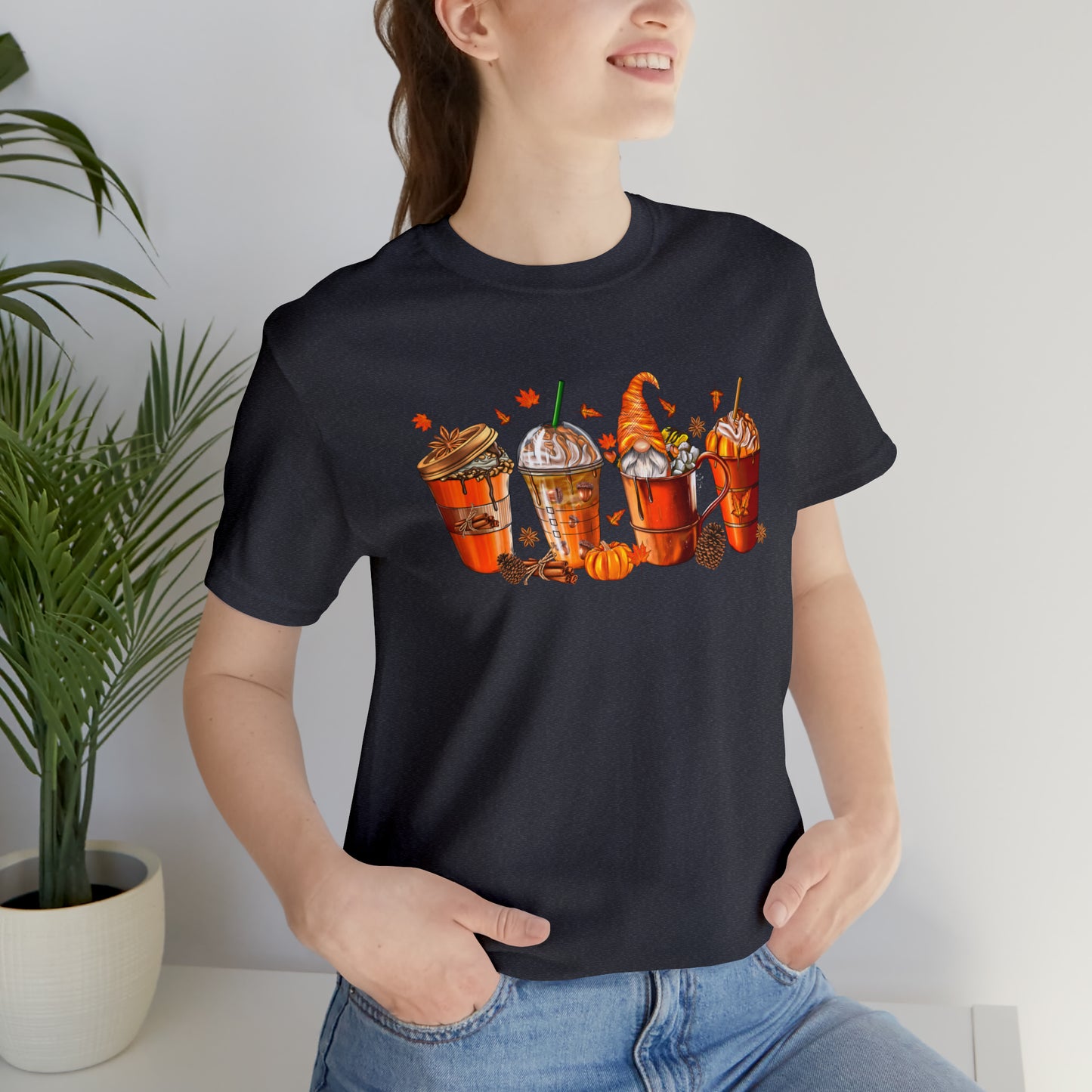 Gnomes & Gourmet Coffee Tee - Sip, Savor, and Embrace Autumn's Warmth, Holiday Tee Shirt