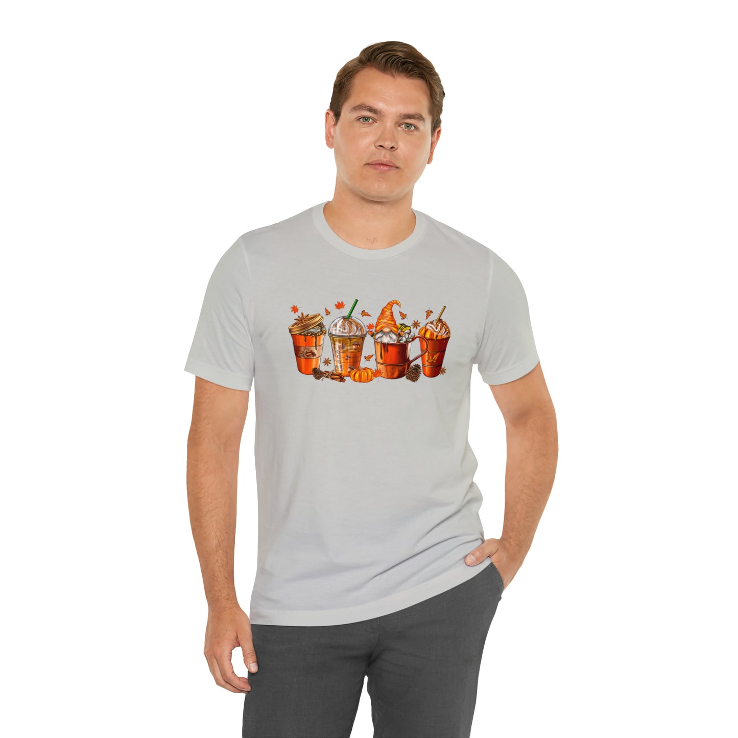 Gnomes & Gourmet Coffee Tee - Sip, Savor, and Embrace Autumn's Warmth, Holiday Tee Shirt