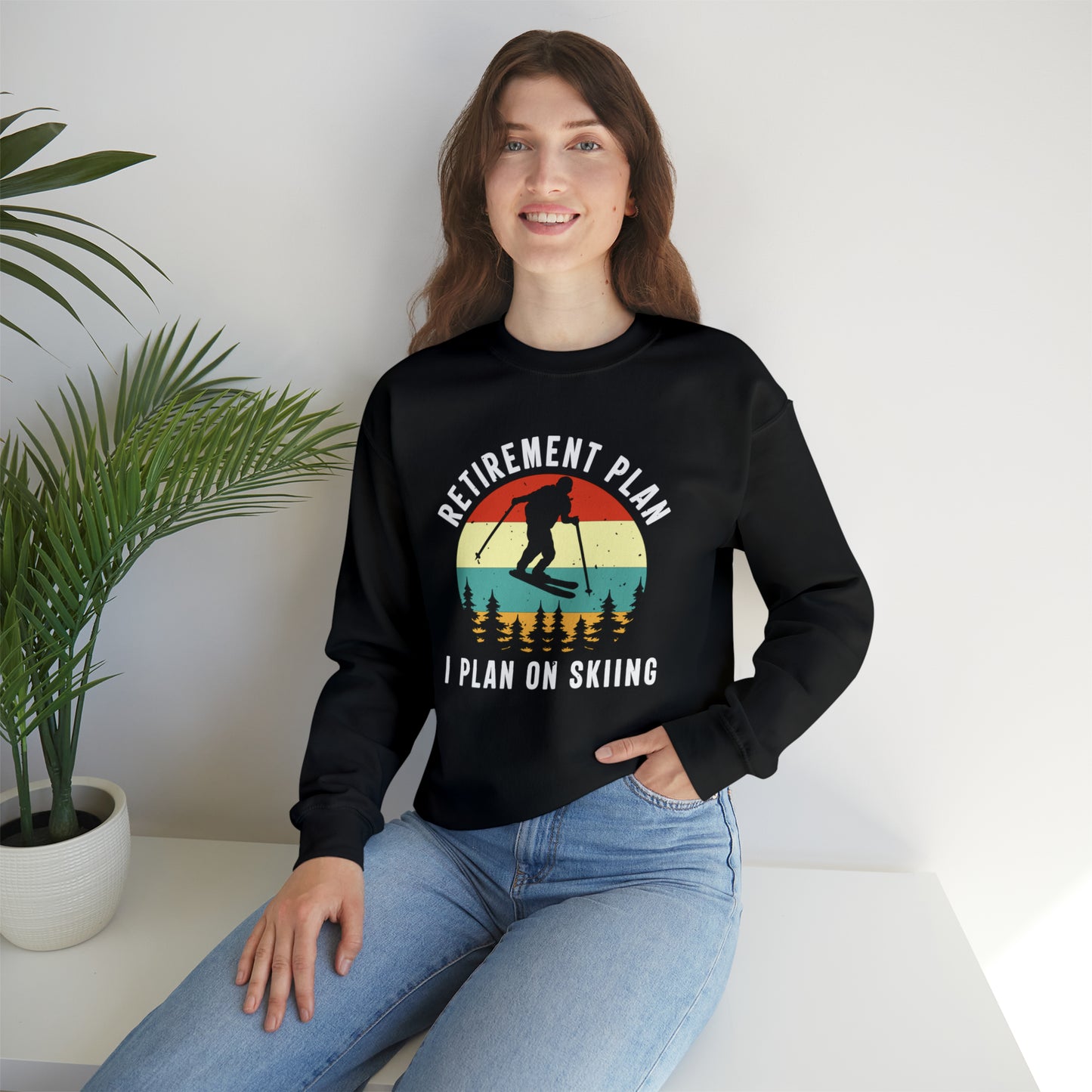 Retirement Plan I Plan on Skiing - Unisex Heavy Blend™ Crewneck Sweatshirt