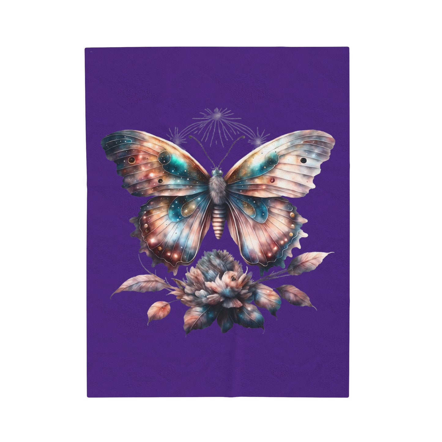Purple Butterfly Velveteen Plush Blanket - Luxuriously Soft 83% Polyester & 17% Spandex