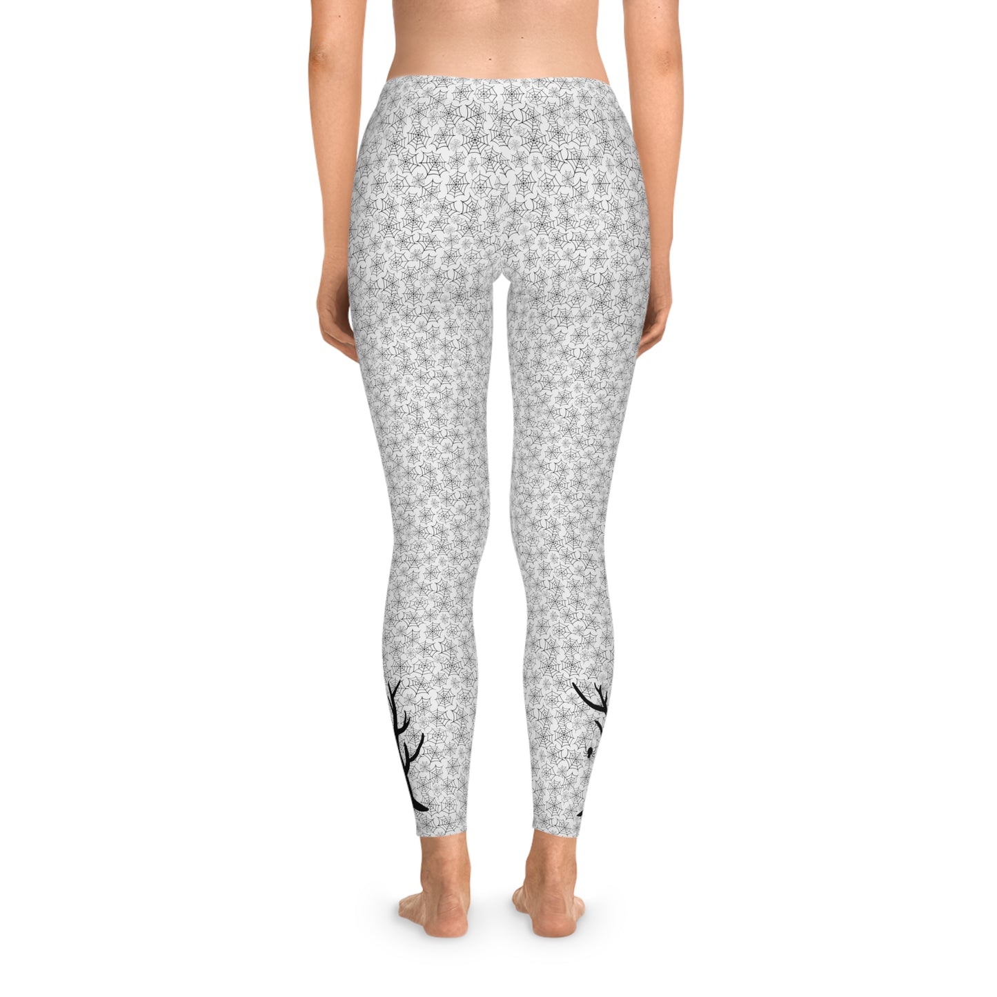 Spiderweb Silhouette Tree Leggings - Ankle-Length, Mid Waist Fit, Polyester Elastane Blend, Yoga Leggings