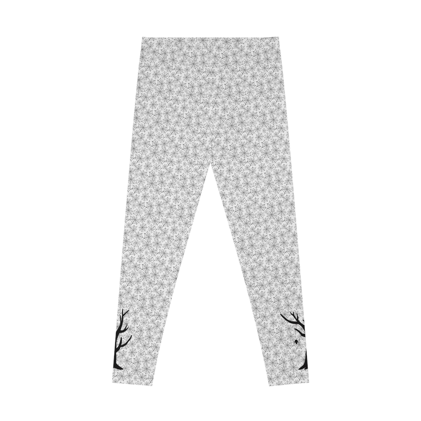Spiderweb Silhouette Tree Leggings - Ankle-Length, Mid Waist Fit, Polyester Elastane Blend, Yoga Leggings