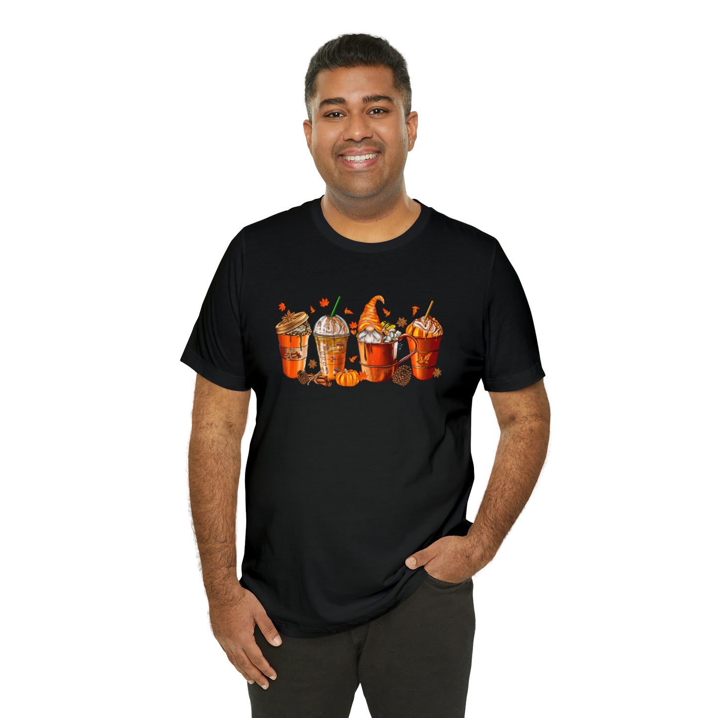 Gnomes & Gourmet Coffee Tee - Sip, Savor, and Embrace Autumn's Warmth, Holiday Tee Shirt