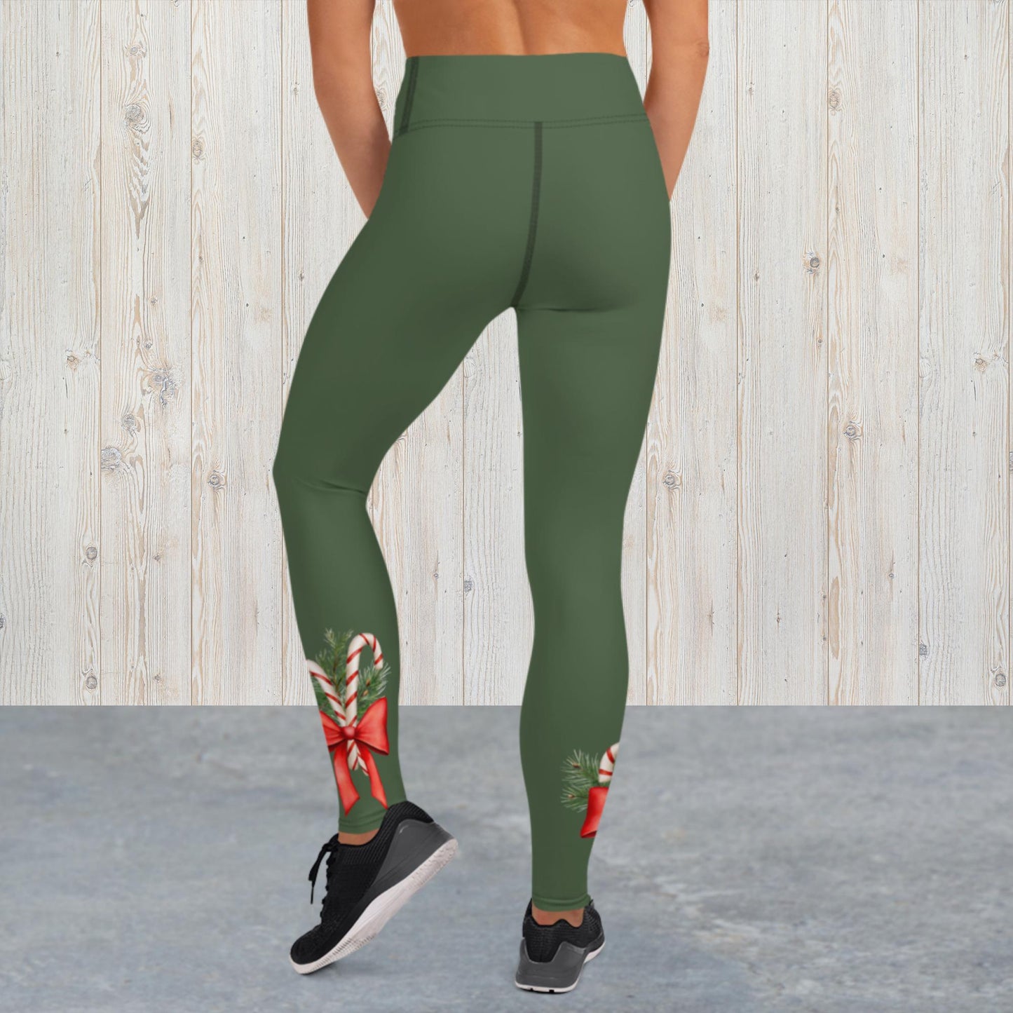 Candy Cane Bouquet Yoga Leggings in Green