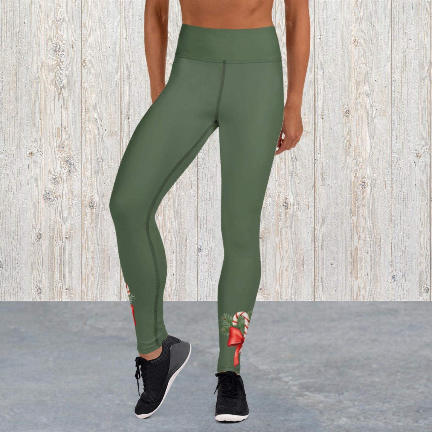 Candy Cane Bouquet Yoga Leggings in Green