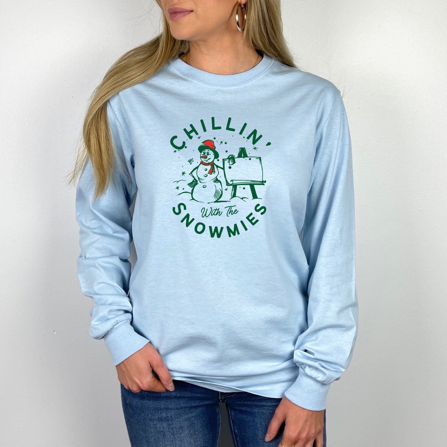 Chillin' with the Snowmies: Playful Snowman Graphic Long Sleeve Tee for Winter Fun - Ultra Cotton Long Sleeve Tee