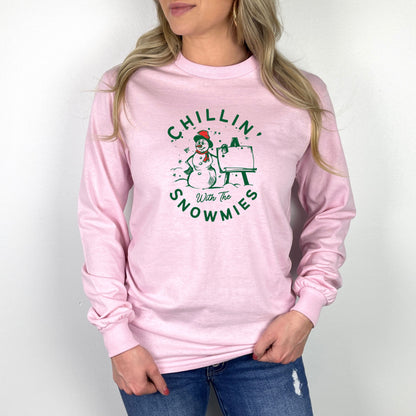 Chillin' with the Snowmies: Playful Snowman Graphic Long Sleeve Tee for Winter Fun - Ultra Cotton Long Sleeve Tee