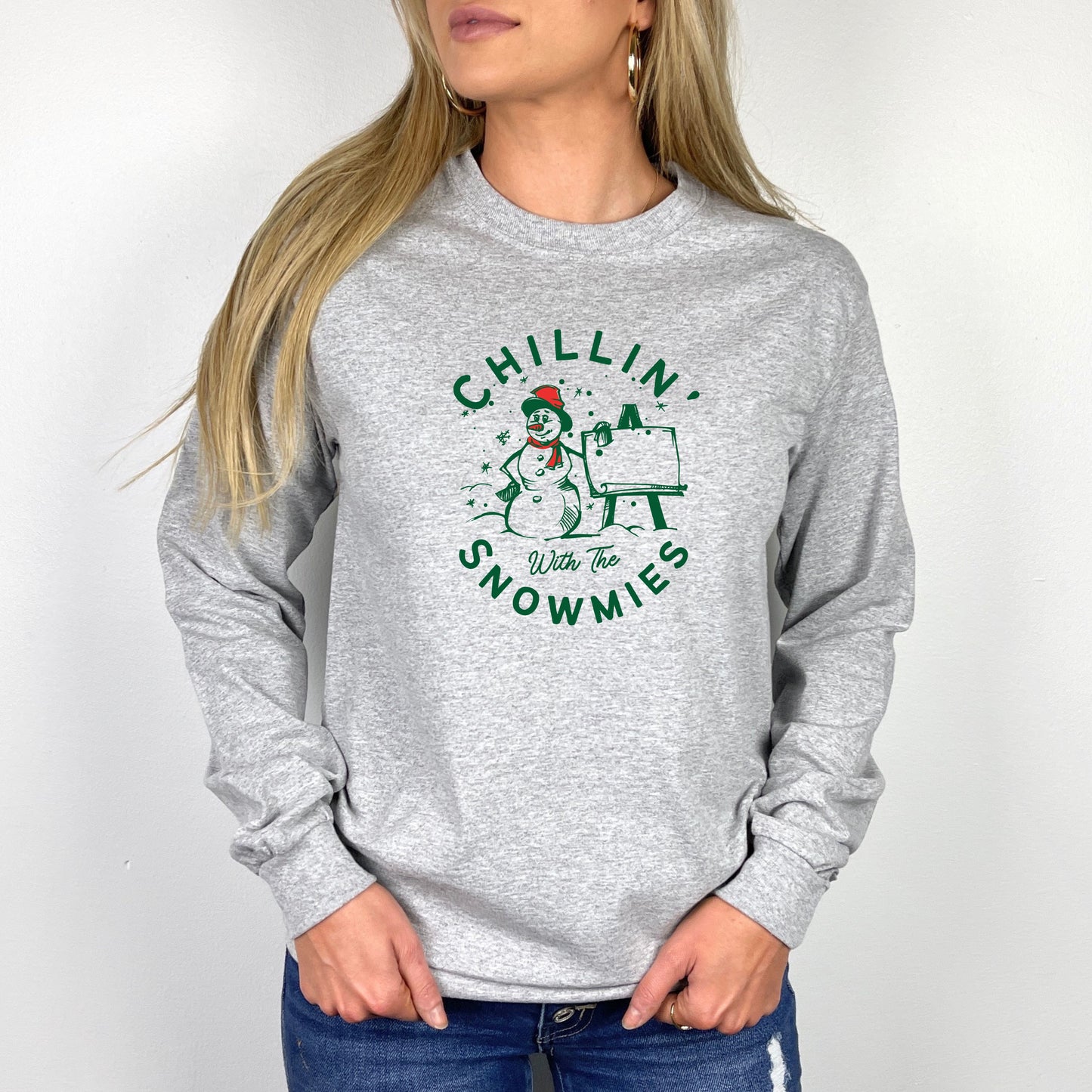 Chillin' with the Snowmies: Playful Snowman Graphic Long Sleeve Tee for Winter Fun - Ultra Cotton Long Sleeve Tee