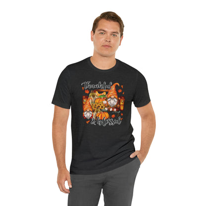 Thankful and Blessed Gnome Truck Tee for Thanksgiving or Fall Gift Giving