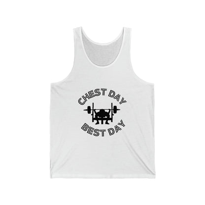 Chest Day Best Day Unisex Jersey Tank, weightlifting tank, muscle shirt, gym shirt, muscle tank, gym tank, funny weight lifting shirt