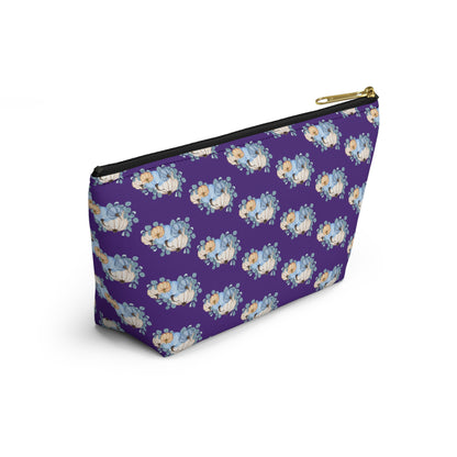 Fall Pumpkin Stack T-Bottom Zippered Pouch with Cream, Orange, and Blue Details