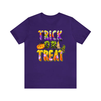 Trick or Treat Delight Halloween Tee - Jack-o'-Lantern, Spider, Witch's Hat, and Candle