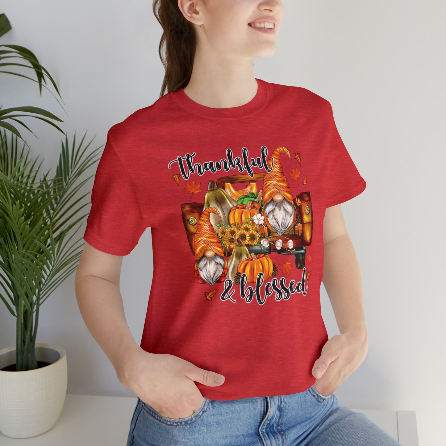 Thankful and Blessed Gnome Truck Tee for Thanksgiving or Fall Gift Giving