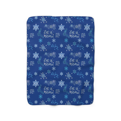 Cozy 'Let It Snow' Fleece Blanket with Snowflake Design - Handcrafted Warmth