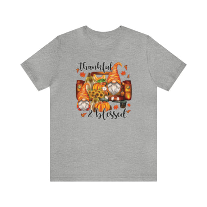 Thankful and Blessed Gnome Truck Tee for Thanksgiving or Fall Gift Giving