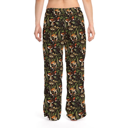 Cozy Mushroom Print Pajama Bottoms - Unique Fungi Lounge Pants