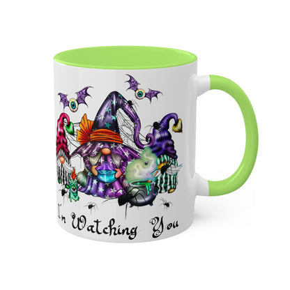 I'm watching you - Hallwoeen gnome 2 Color Mug, 11oz