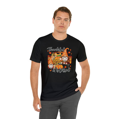 Thankful and Blessed Gnome Truck Tee for Thanksgiving or Fall Gift Giving