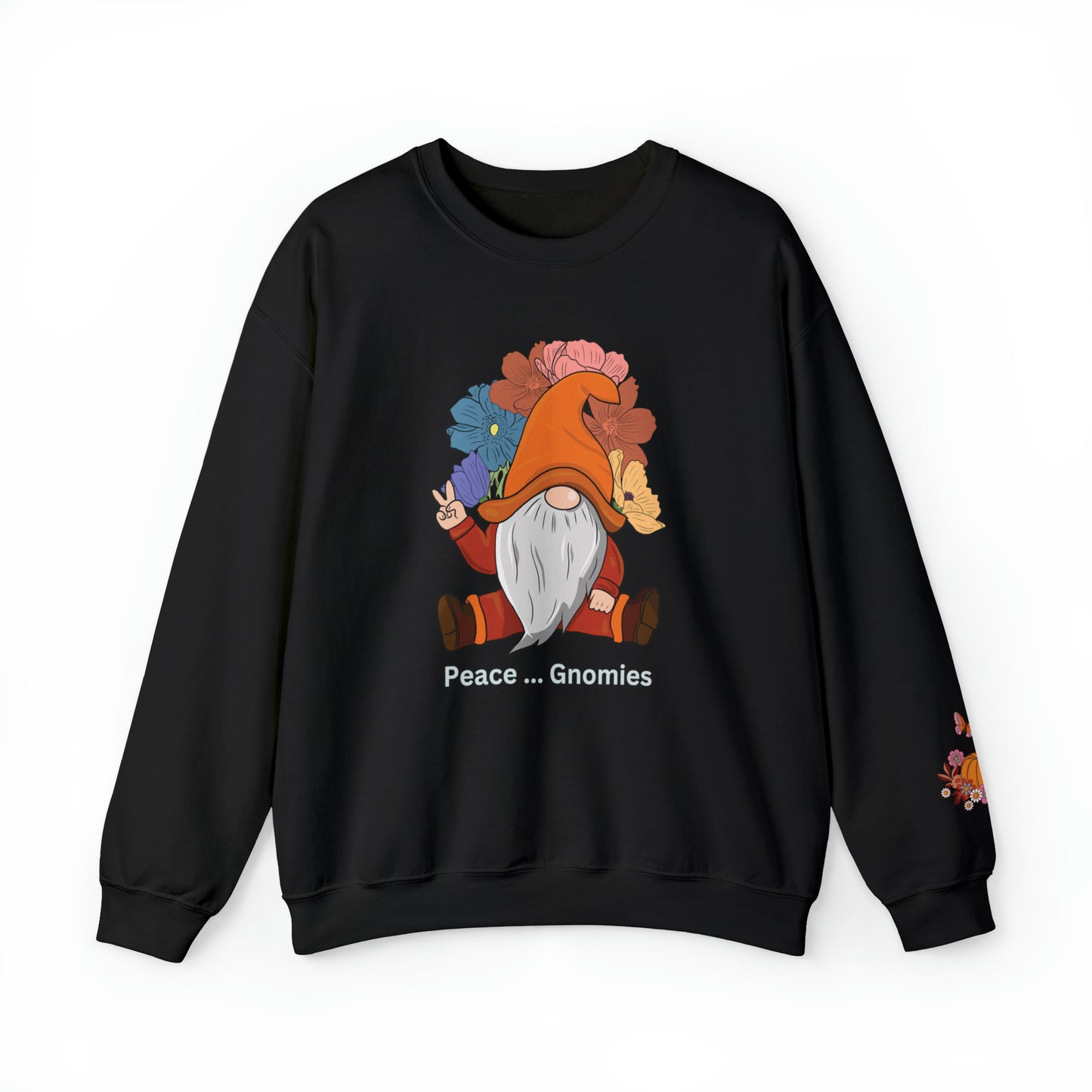 Fall-Themed Gnome Sweatshirt - Peace Gnomies - Cozy Autumn Wear, Crewneck Sweatshirt