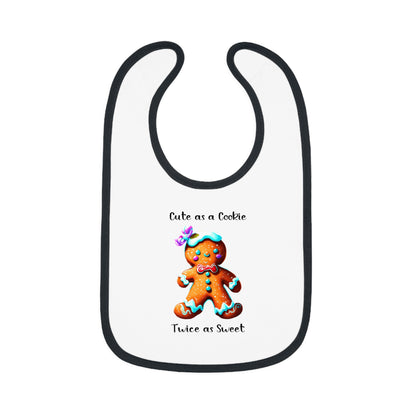 Cute as a Cookie, Twice as Sweet - Baby Contrast Trim Jersey Bib