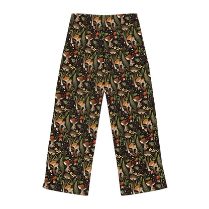 Cozy Mushroom Print Pajama Bottoms - Unique Fungi Lounge Pants